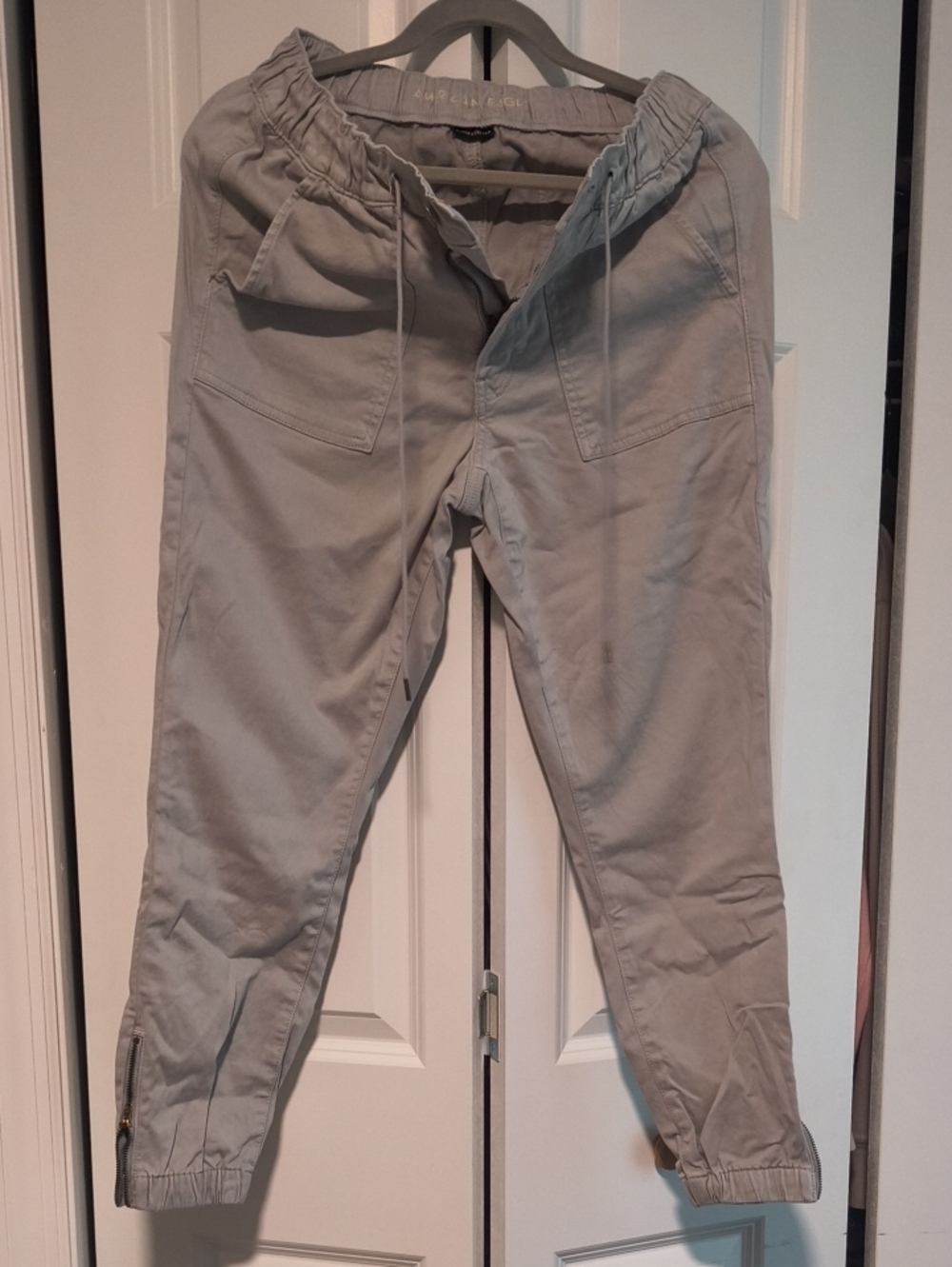 Light Gray Jogger Pants for Women's - Casual Elastic Waist